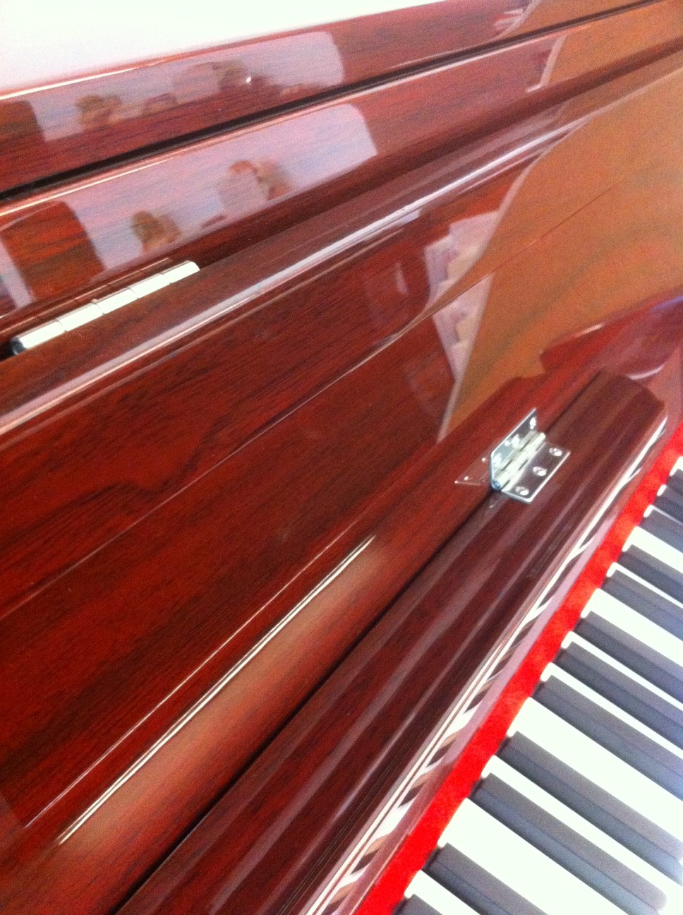 Close up of polished mahogany finish