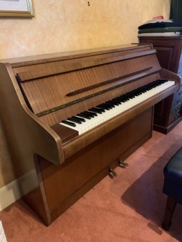 Second hand Bentley upright piano in mahogany