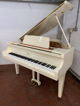 Second hand Cranes baby grand piano in white