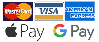 Pay by Card, Paypal, Apple Pay, Amex